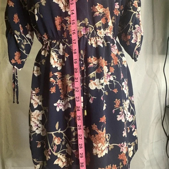 Floral Navy Dress/Long top with Pink and White Accents - Picture 5 of 8